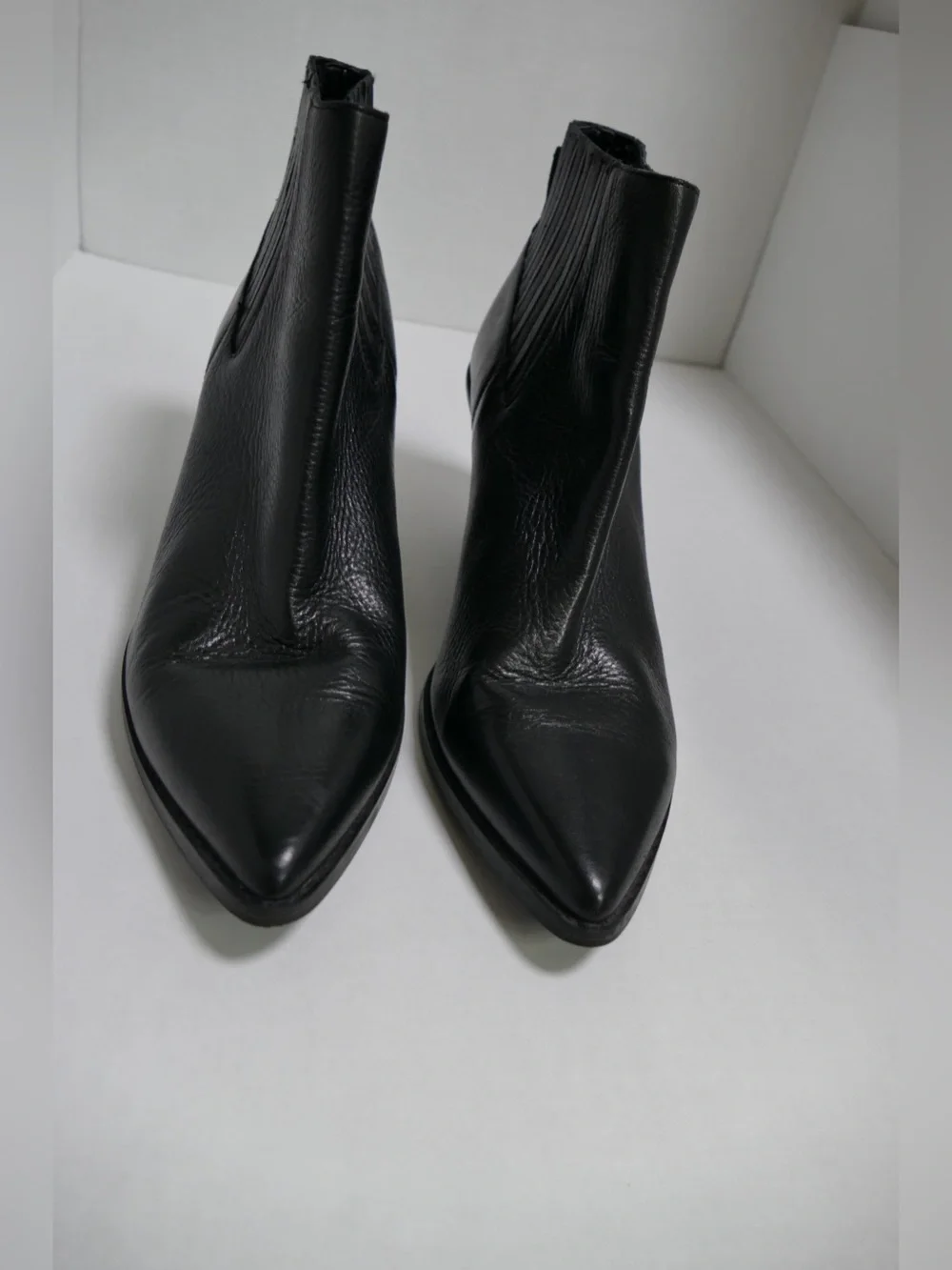 Women’s Black Leather Wedge Ankle Boots